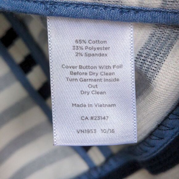 Talbots Black + Cream Striped Cotton Blend Blazer Sz M - Picture 9 of 10